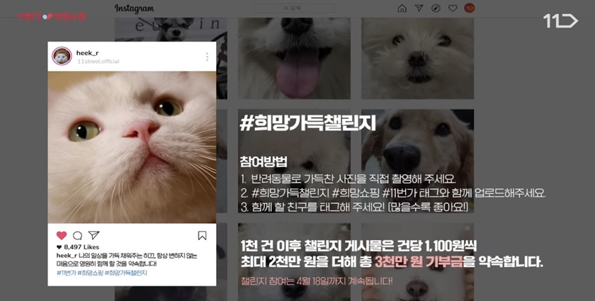 11번가 SNS 희망가득챌린지 